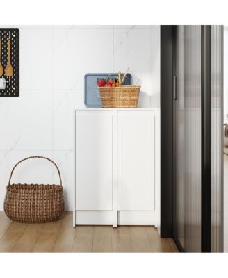 24 Inch Freestanding Bathroom Storage Cabinet Soft Close Glossy Plywood