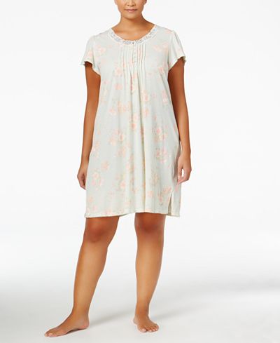 elaine miss trimmed nightgown knit lace floral plus