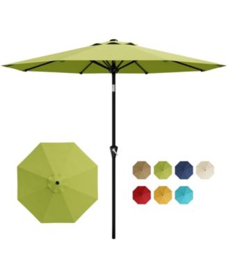 10Feet Round Market Patio Umbrella With 8 Ribs, Crank Lift And Push-Button Tilt, UV And Waterproof Canopy For Pool, Deck, Garden And Yard