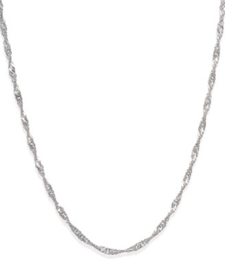 Macy's - 14k White Gold Necklace, Adjustable Singapore Chain