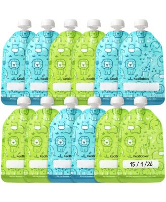 12-Pack Prep Baby Food Pouch Reusable for Apple Sauce, Breastmilk, 5oz Puree Pouches for Toddlers, Kids, Baby First Food