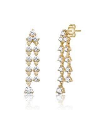 Elegant 14K Gold Plated CZ Chandelier Drop Earrings