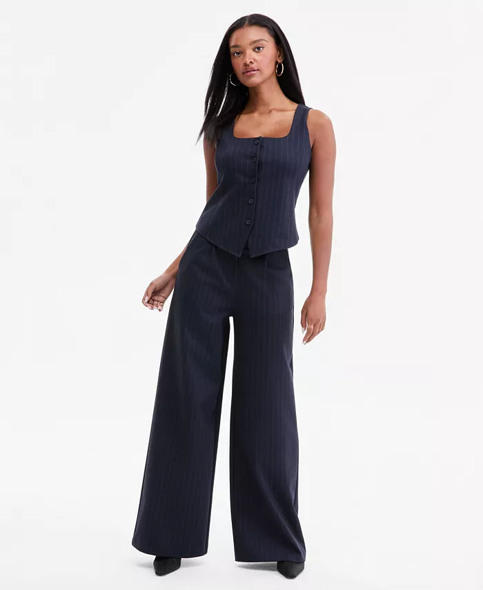 Women's Pinstripe Scoop-Neck Button-Front Vest - thumbnail 2