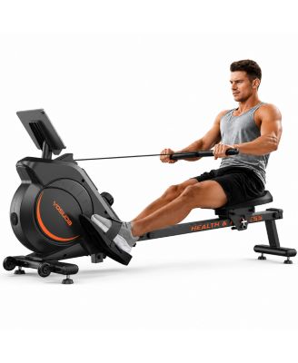 YOSUDA Magnetic Rowing Machine 16 Level Adjustable Resistance Bluetooth App Support LCD Monitor with Comfortable Seat Cushion for Home Gym
