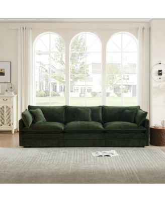 Mid-Century Modern Couch 3-Seater Sofa with 2 Armrest Pillows and 3 Toss Pillows, Couch for Living Room Chenille