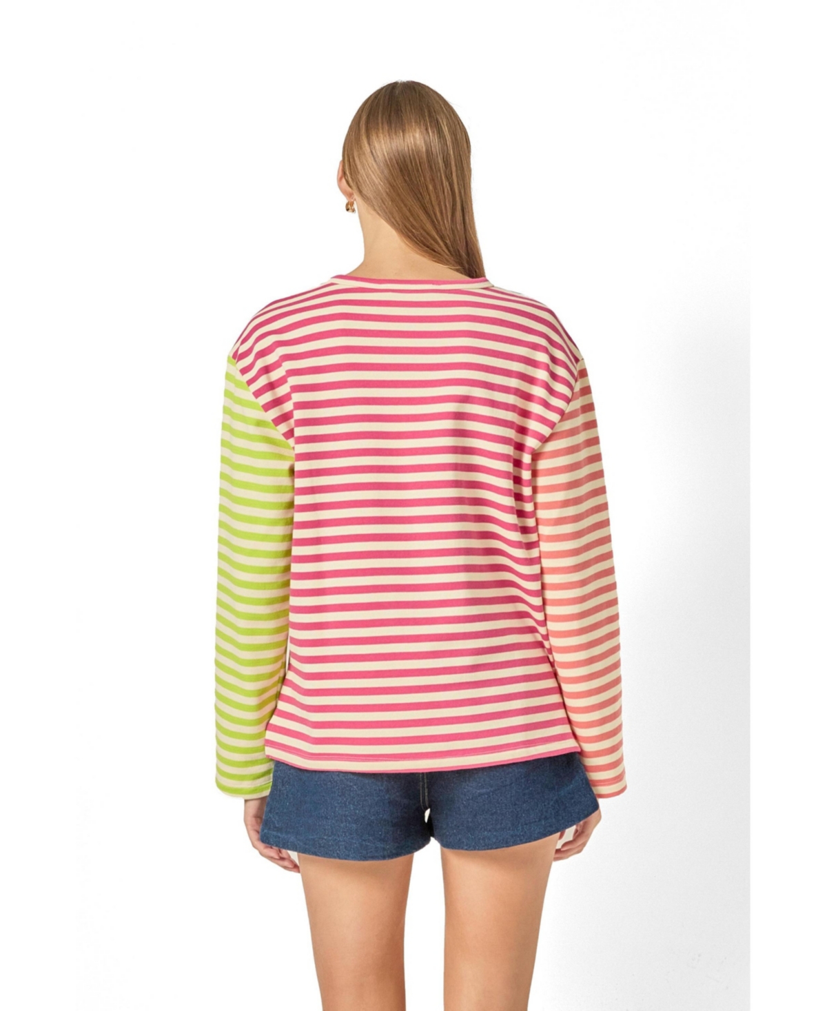 English Factory Women's Striped Color Block Long Sleeve Tee