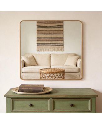 36" x 36" Gold Bathroom Vanity Mirror, Modern Square Wall Mirror with Metal Frame for Entryway and Bedroom