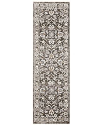 Maharaja 70E Gray and Ivory 2'3" x 7'6" Runner Rug