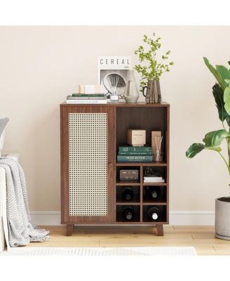 Rattan Sideboard Cabinet Wine Bar Cabinet with Storage