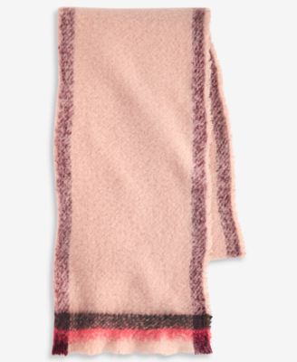 Women's Bordered Blanket Wrap with Short Fringe