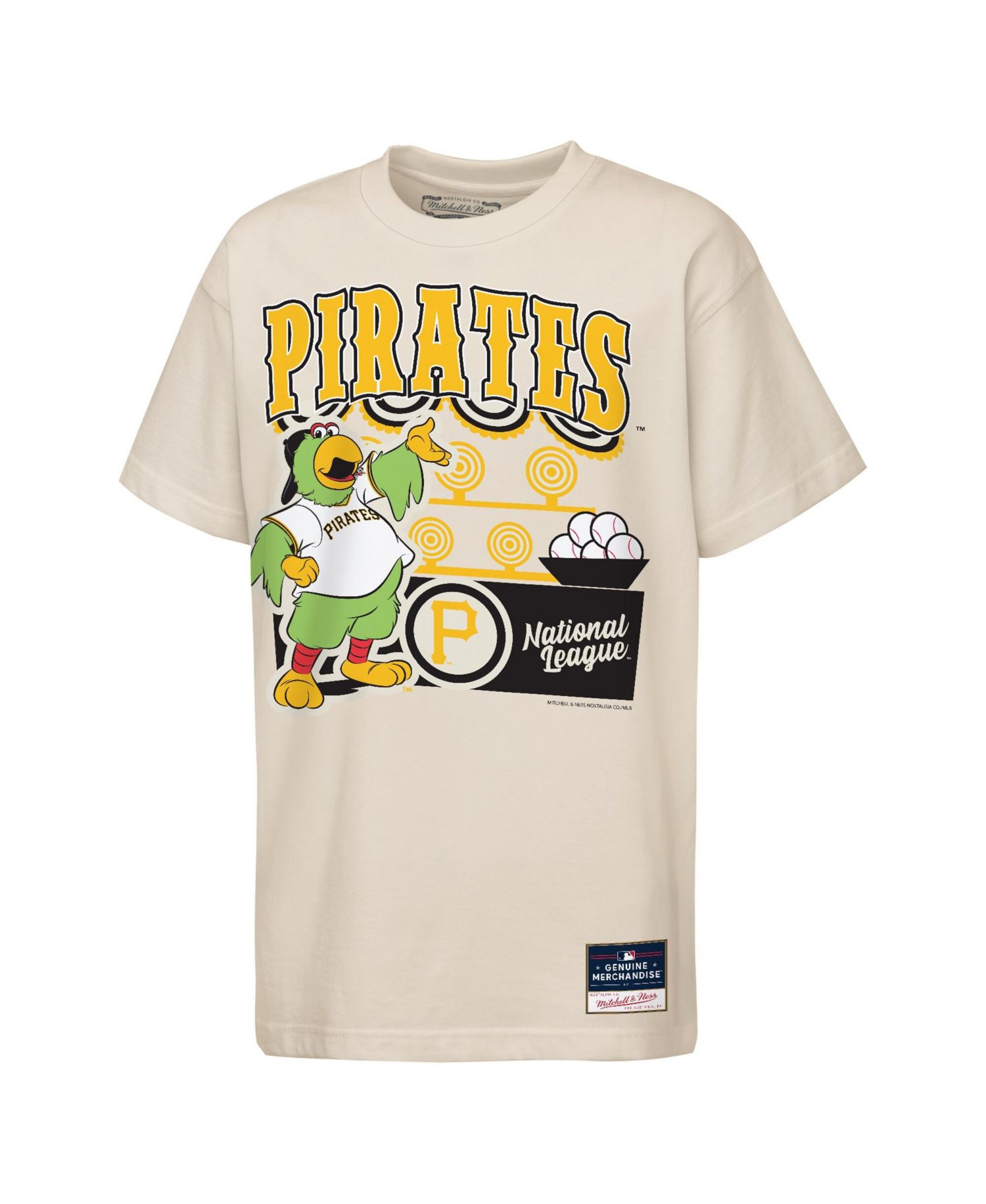Big Boys and Girls Cream Pittsburgh Pirates Step Back Up Mascot T-Shirt