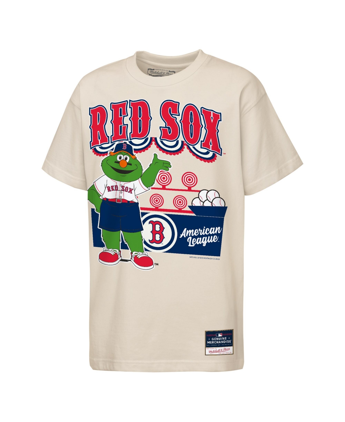 Mitchell & Ness Big Boys and Girls Cream Boston Red Sox Step Back Up Mascot T-Shirt