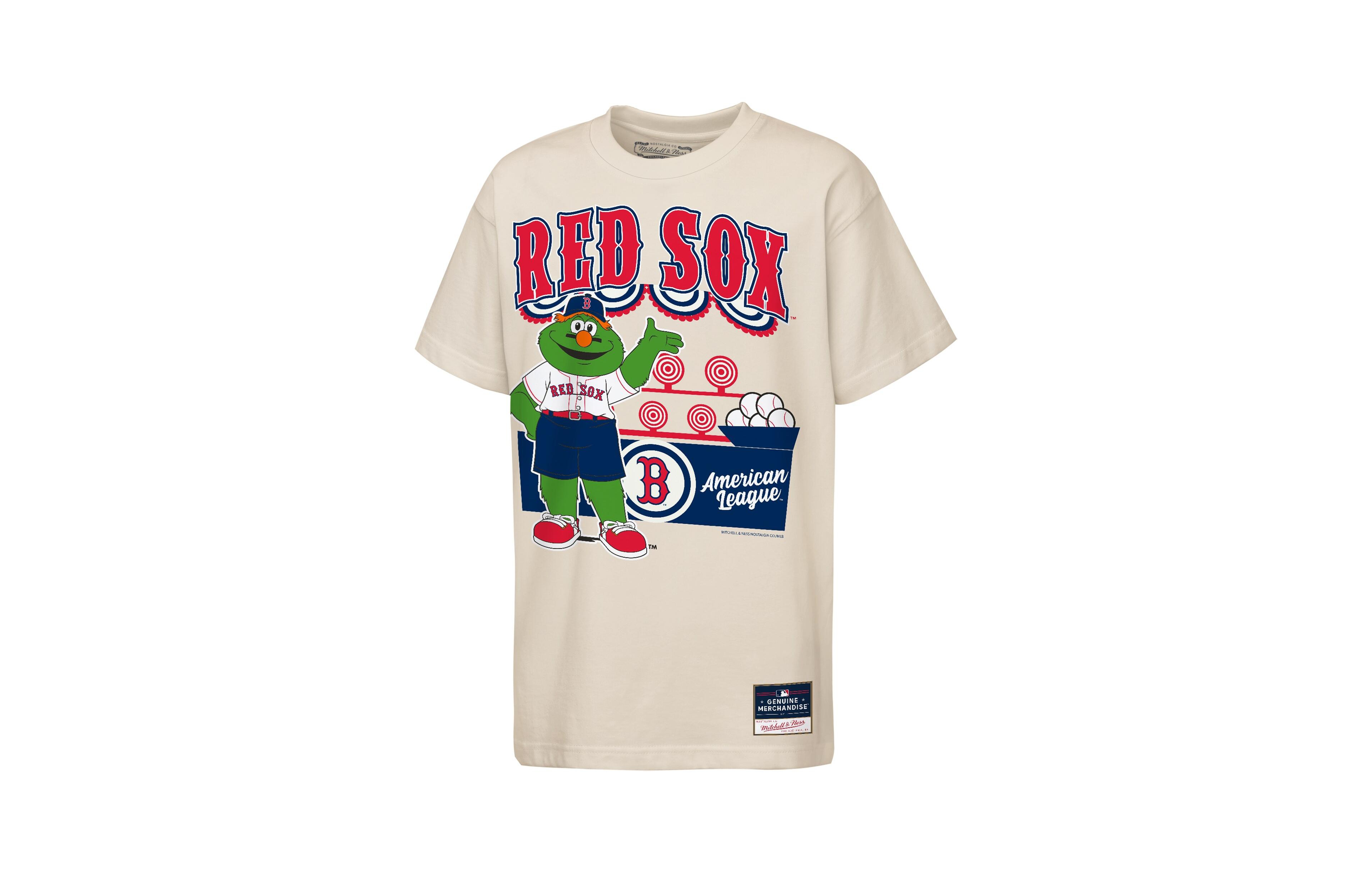 Mitchell & Ness Big Boys and Girls Cream Boston Red Sox Step Back Up Mascot T-Shirt