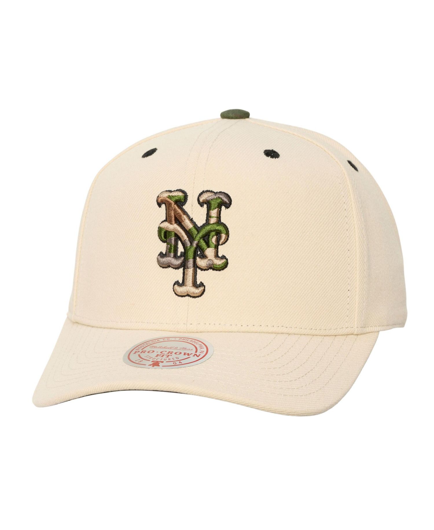 Men's and Women's Cream New York Mets Camo Logo Pro Crown Snapback Hat