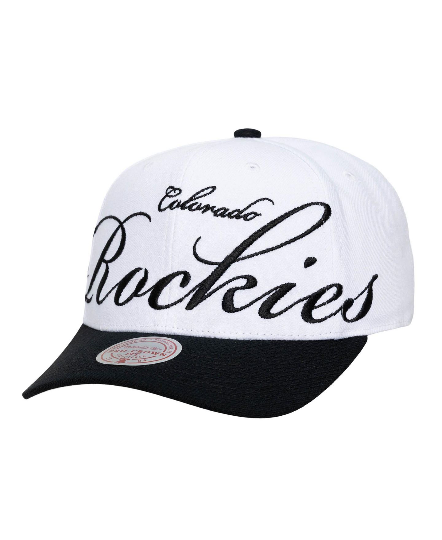 Кепка Mitchell & Ness White/Black Colorado Rockies XL Script Pro Crown Adjustable Hat — фото 5