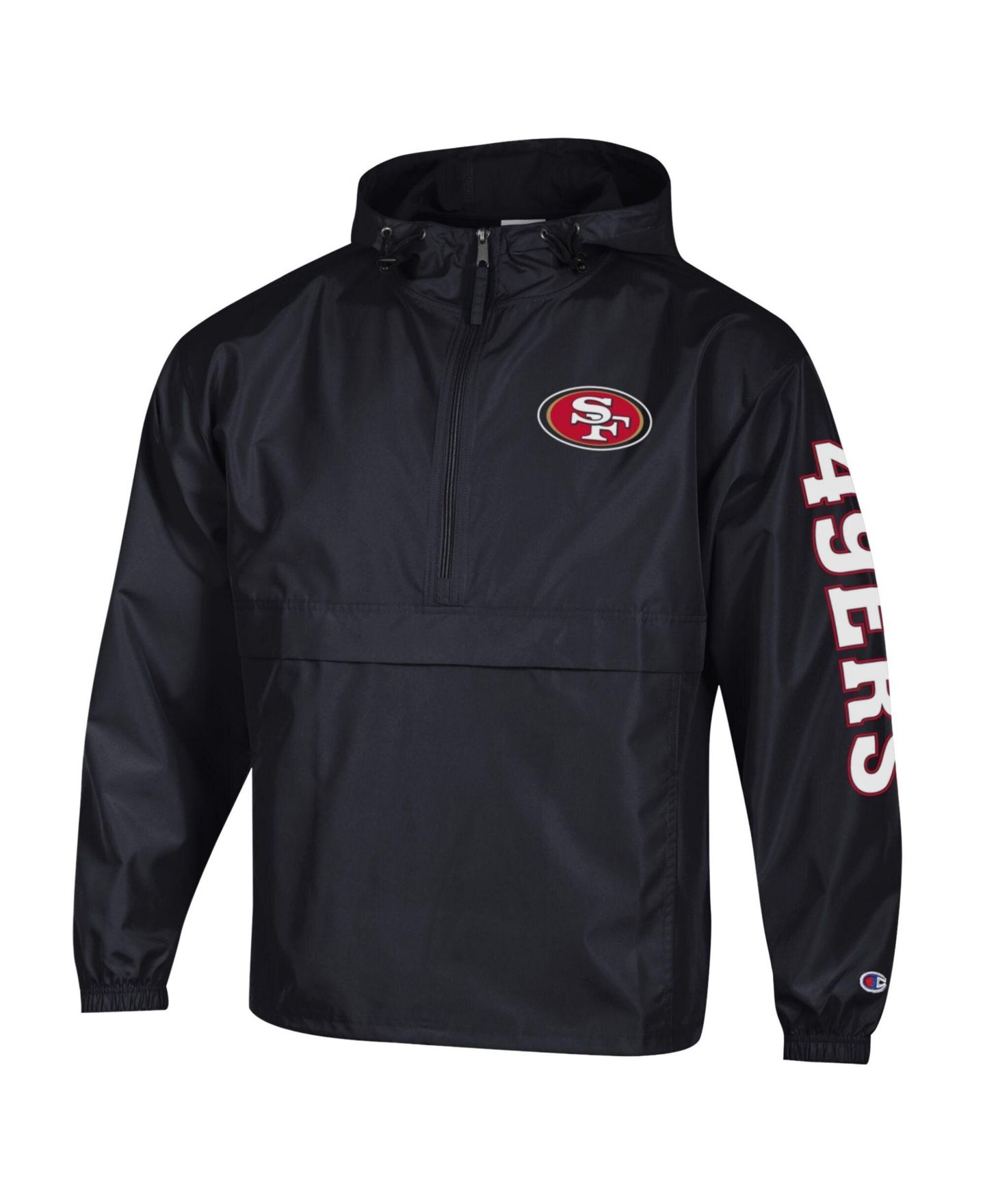 Мужская куртка Champion Black San Francisco 49ers Packable Hooded Windbreaker Half-Zip — фото 3
