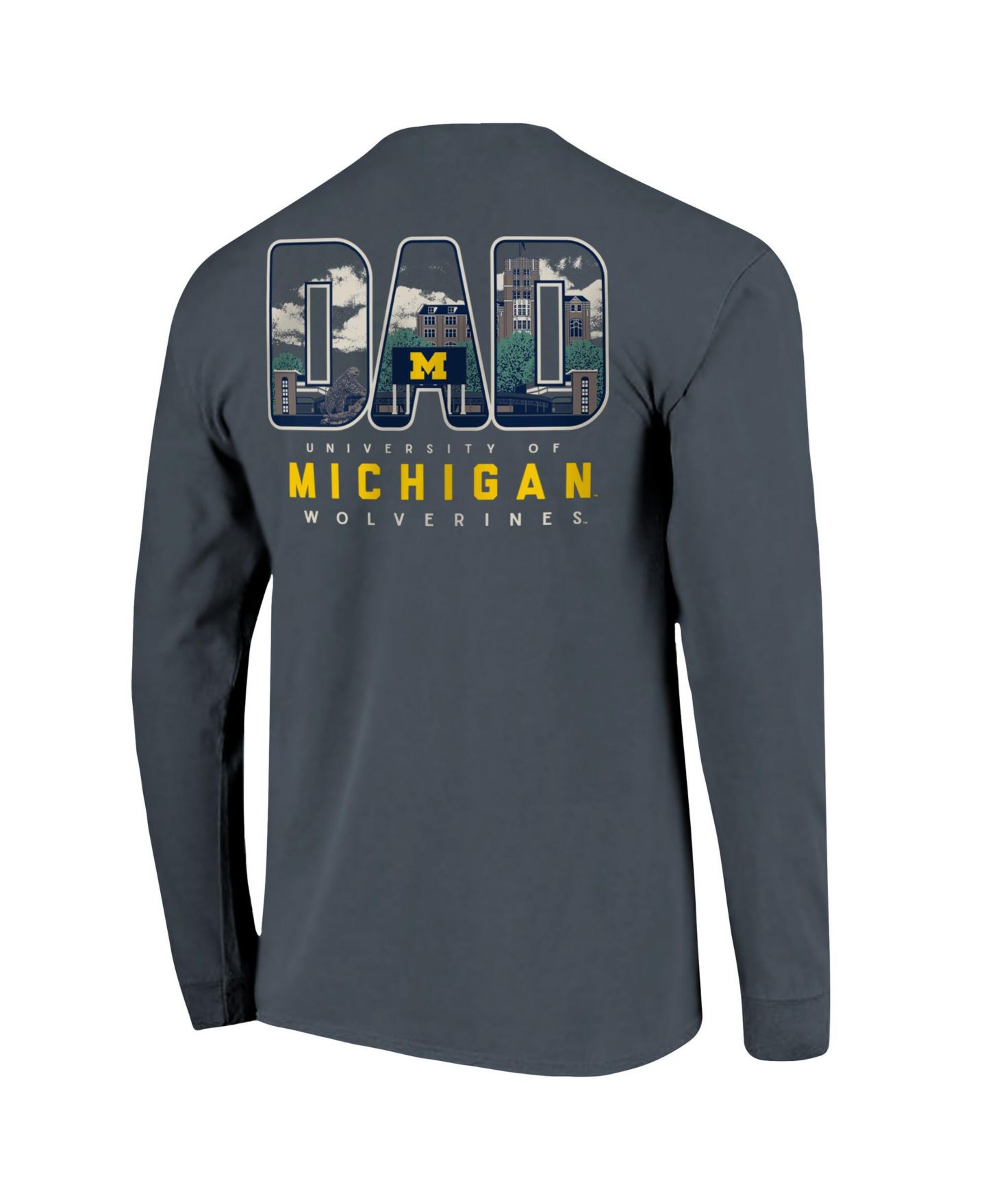 Мужская футболка Image One Navy Michigan Wolverines Father's Day Campus Drawing Long Sleeve — фото 2