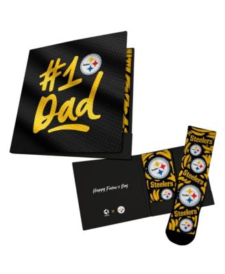 Men's and Women's Black Pittsburgh Steelers #1 Dad Gift Card Socks