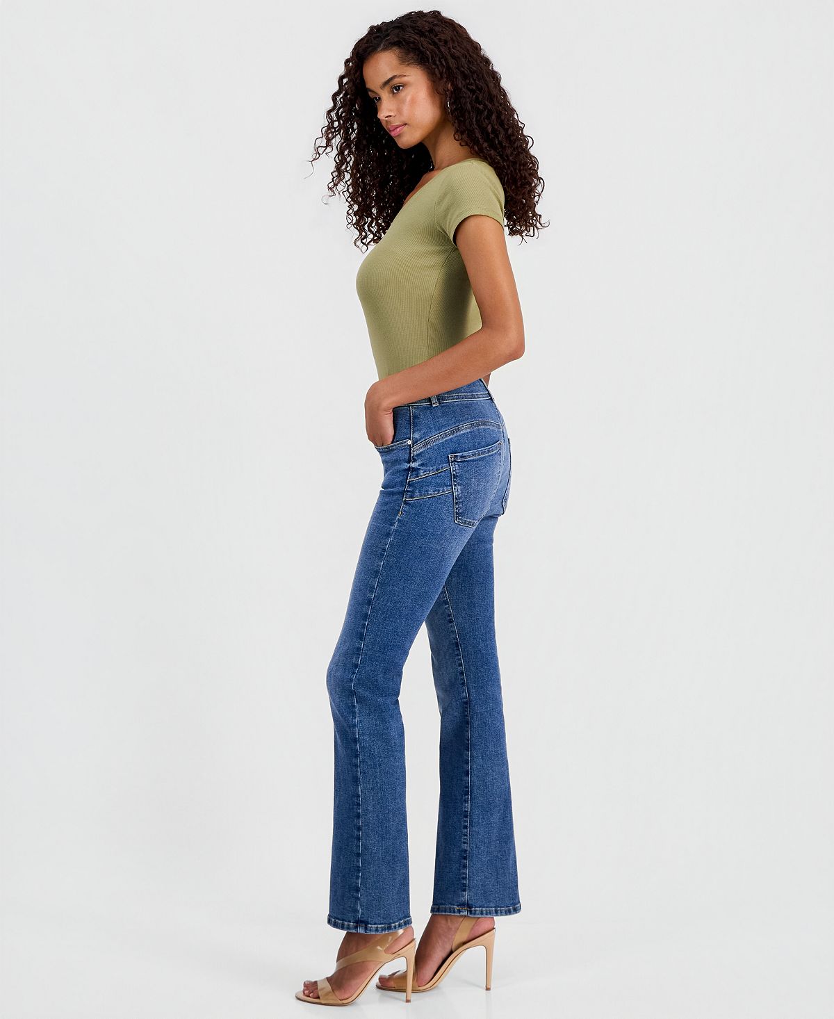 GUESS Women's Shape Up Mid-Rise Bootcut Slim-Fit Jeans view 6 — MAYCSS fashion products