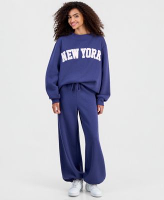 Juniors' New York Mock Neck Sweatshirt & Balloon-Leg Sweatpants