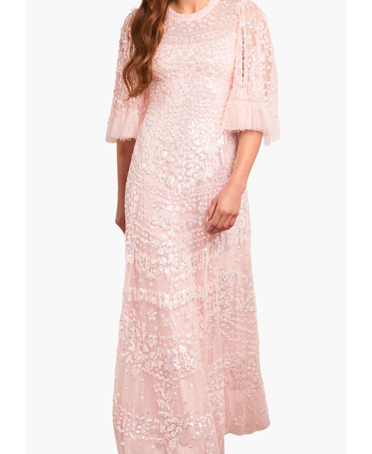 Женское платье Needle & Thread Anais Sequin 3/4 Sleeve Maxi Gown, цвет: Seashell — фото 6