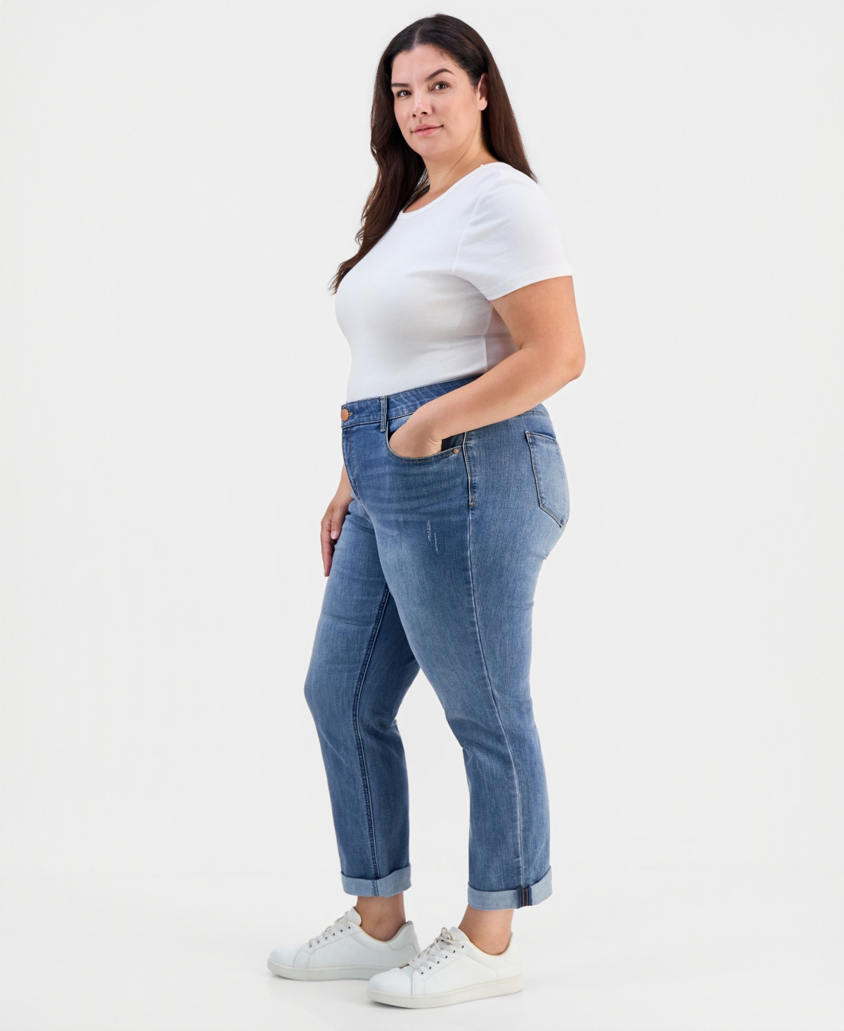 Democracy Plus Size Girlfriend Absolution Straight-leg Jeans In Blue