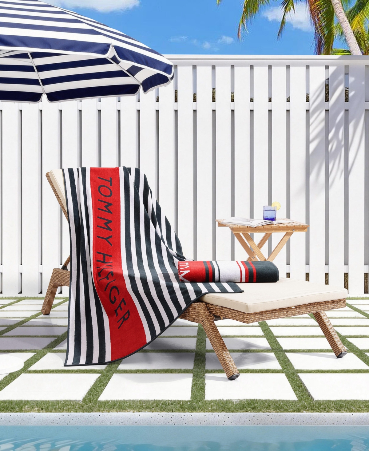 Tommy Hilfiger Leisure Cotton Beach Towel, 68" x 36"