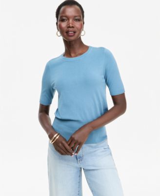 Women's Elbow-Sleeve Crewneck Sweater