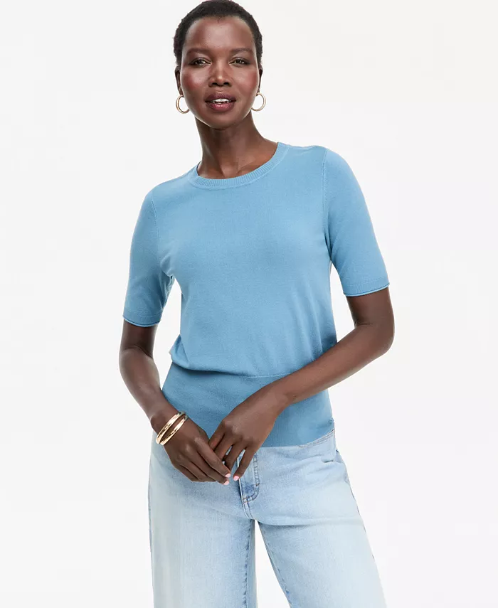 Women's Elbow-Sleeve Crewneck Sweater