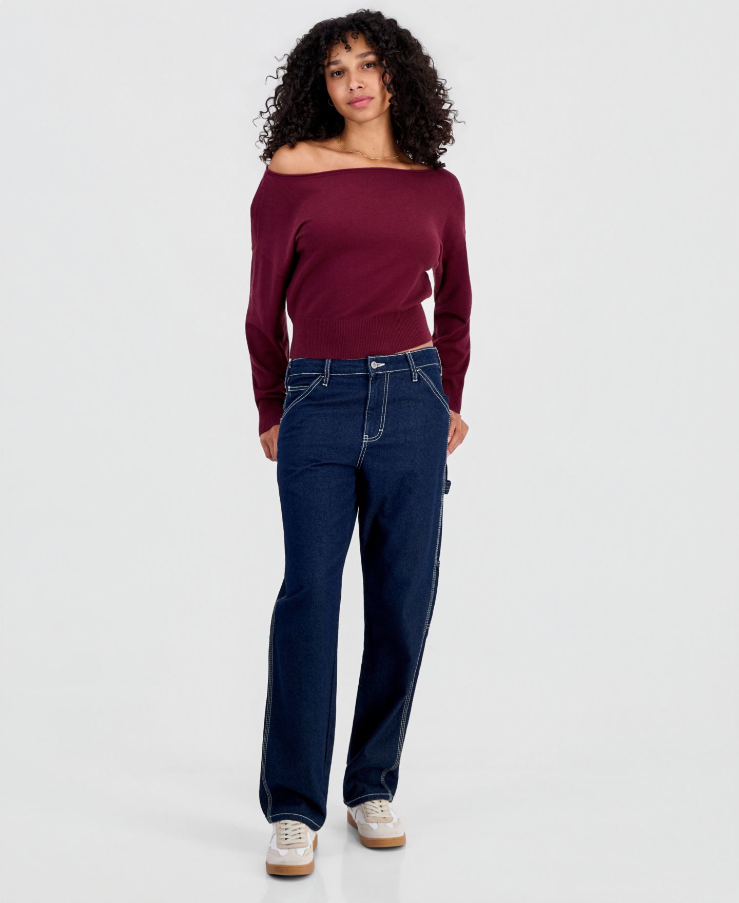 Женский свитер Ultra Flirt Juniors' Roll-Neck Slouchy, цвет: Бордовый — фото 4