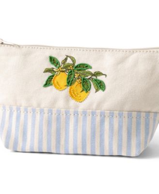 Embroidered Zipper Canvas Pouch