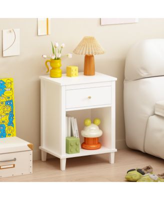 26.8"W Wooden Nightstand with Drawer and Shelf