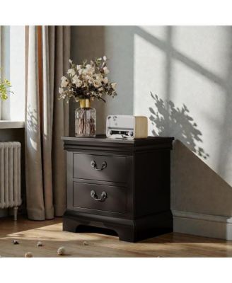 22"W Classic Wooden 2-Drawer Nightstand