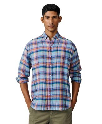 Men's Croyland Madras Button-Down Linen Shirt