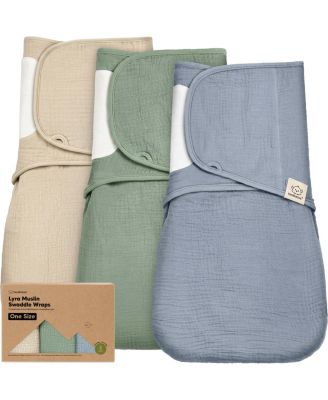 3pk Lyra Muslin Swaddles for Newborns, 100% Cotton Baby Swaddle Sleep Sack for 0-3 Months Girls, Boys