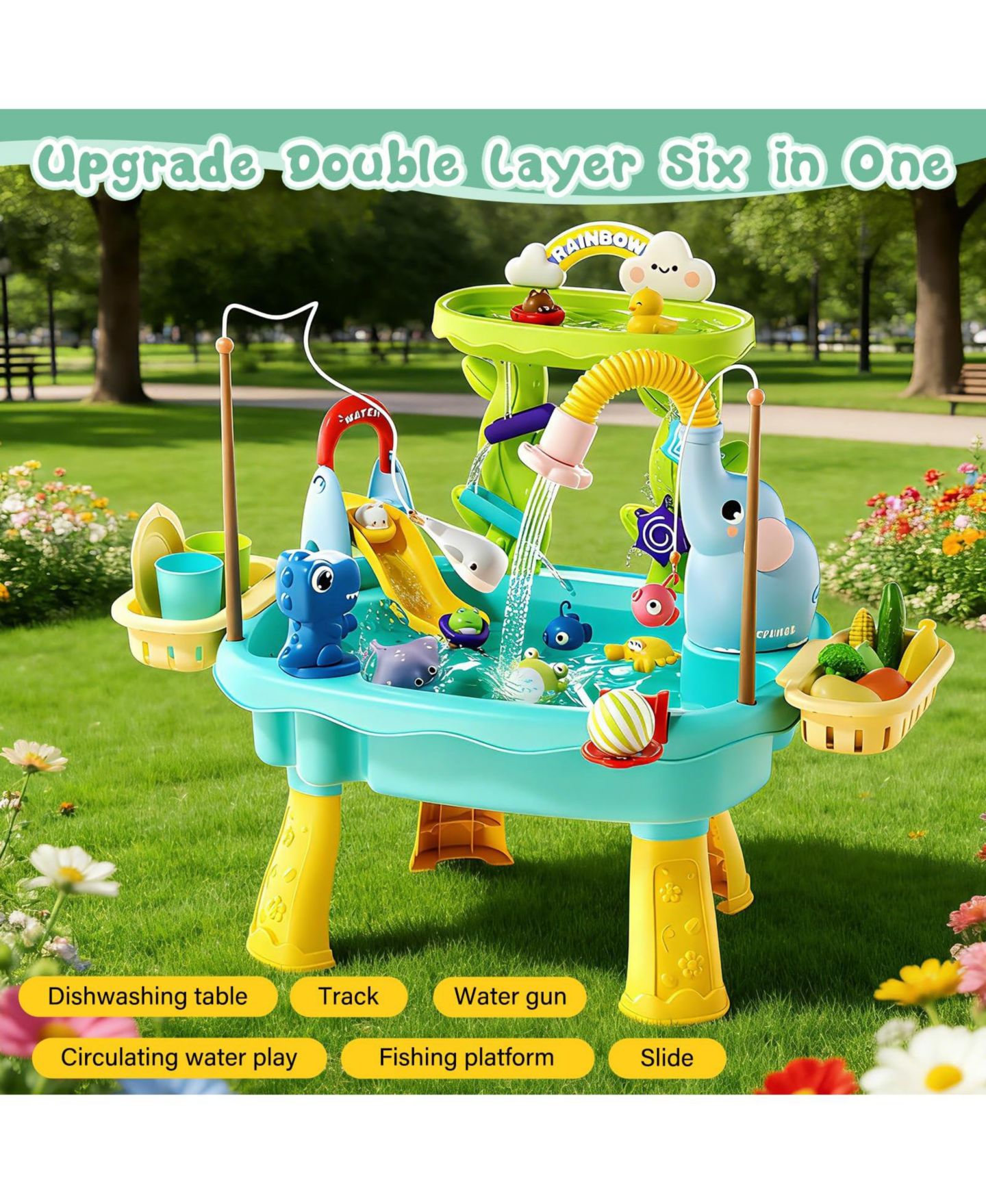 Детские игрушки GNUADZ 4-in-1 Electric Pump Plastic Sand and Water Play Station, Ages 5-7, цвет: Синий — фото 4