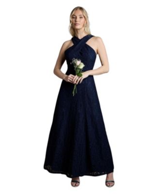 cross neck bridesmaid dress KissProm