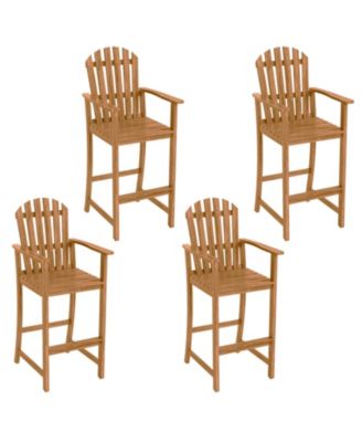 4 Piece Tall Adirondack Chair w/Back Armrests and Footrest for Balcony Porch Deck