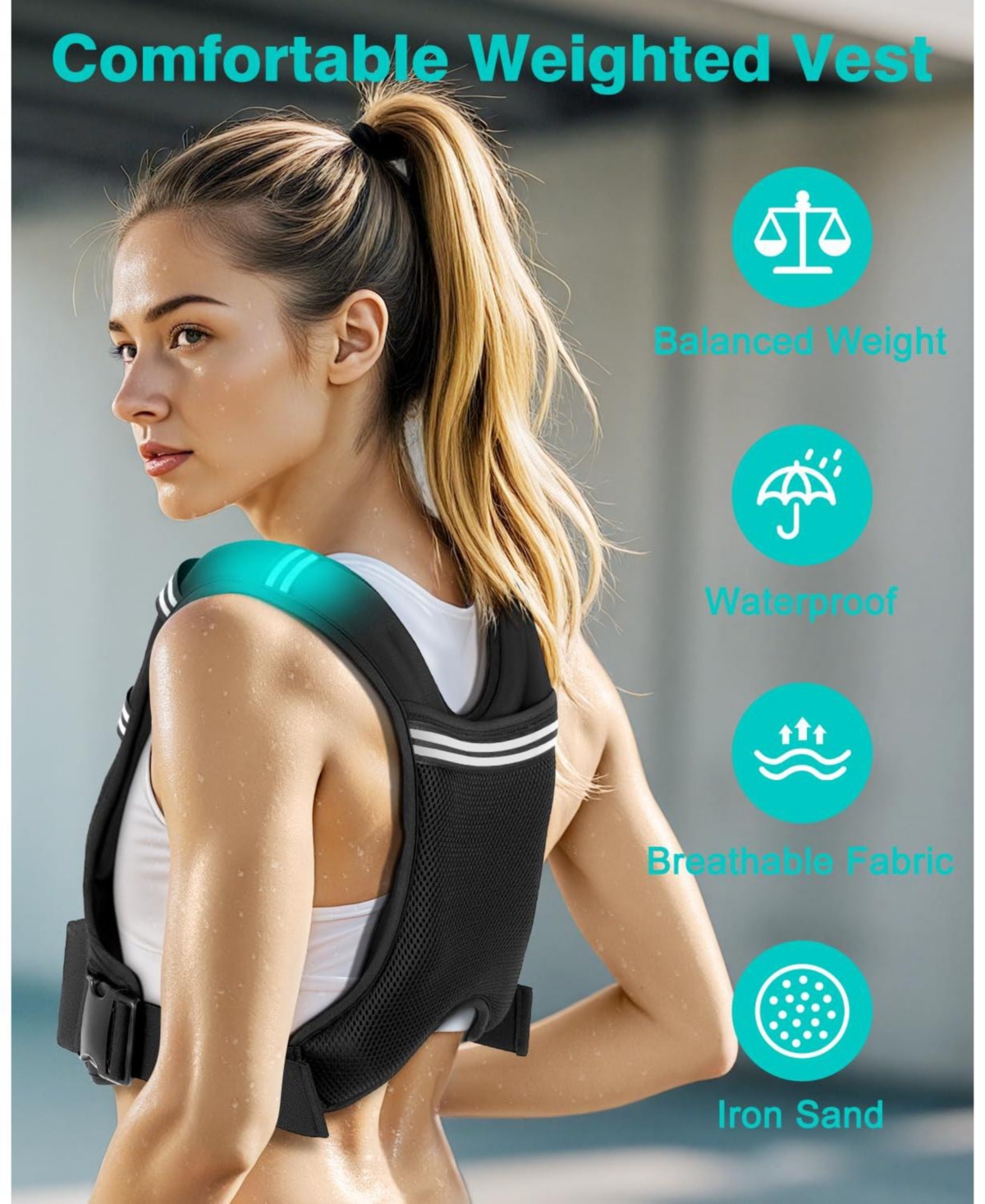 Aofar Weighted Vest Adjustable Straps Reflective Running Workout