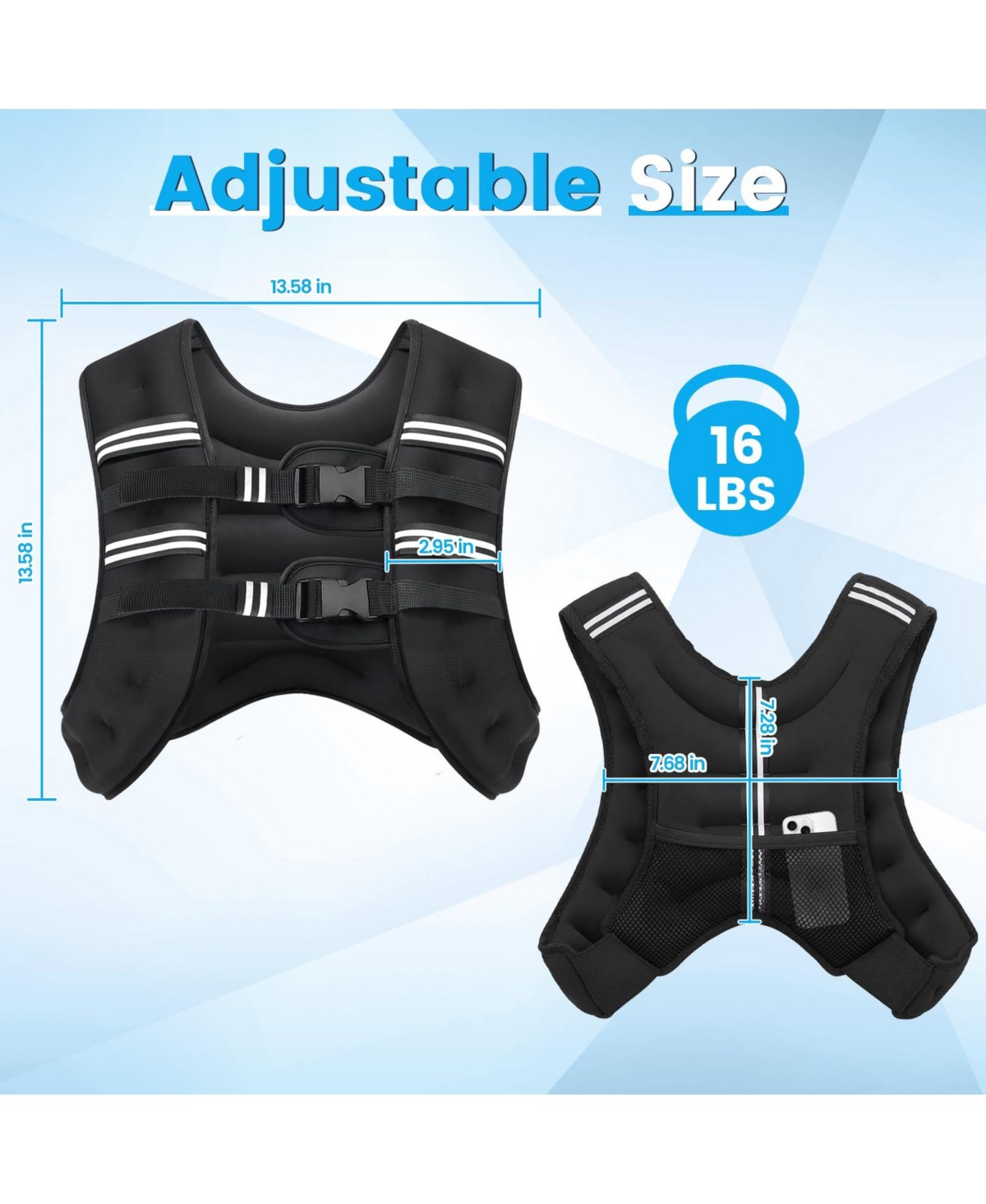 Aofar Weighted Vest Reflective Adjustable Workout Fitness Running
