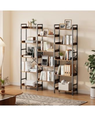 Book Shelf, 5 Tier Bookshelf, Wood Bookcase with 14 Open Display Shelves