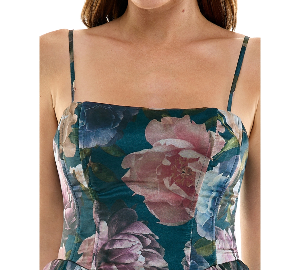 Seni & Cade Juniors' Floral Printed Square Neck Mini Dress
