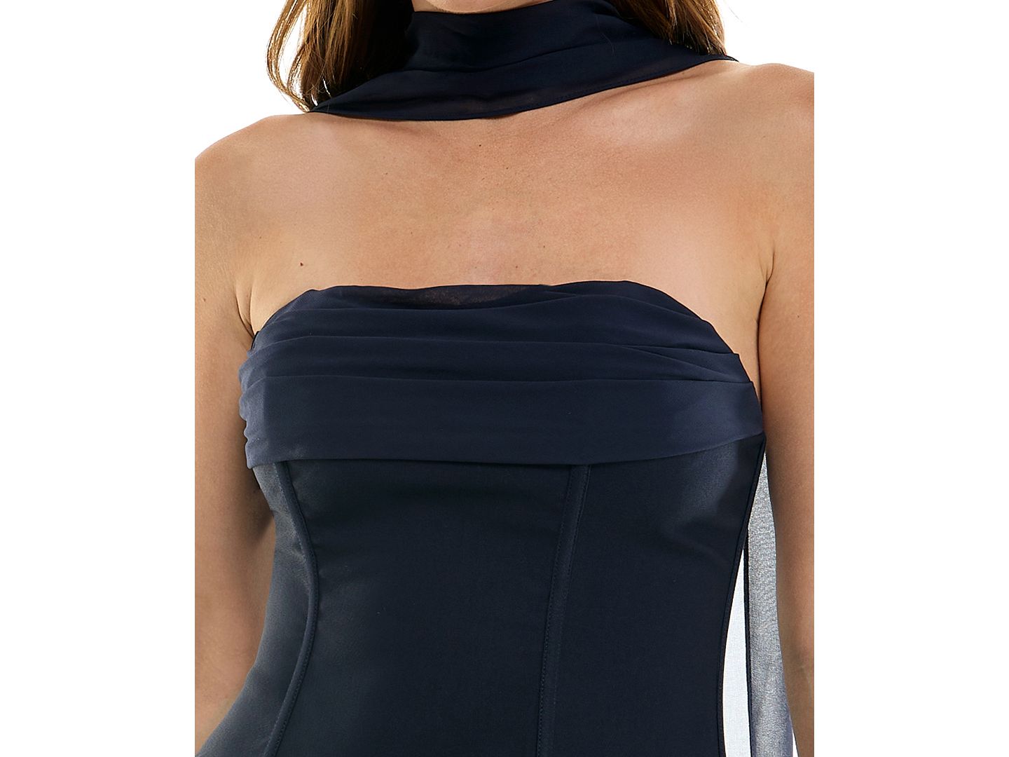 Женский шарф SENI & CADE Juniors' with Drop Waist and Pleated Top Mini Dress, цвет: Тёмно-синий — фото 4