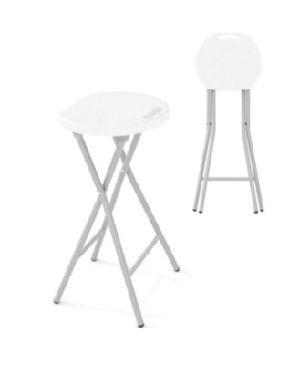 1 Piece 28 Inch Ourdoor Folding Stool, Folding Bar Stool with Handle for Outdoor Indoor Kitchen Home Bar, Assembly Free