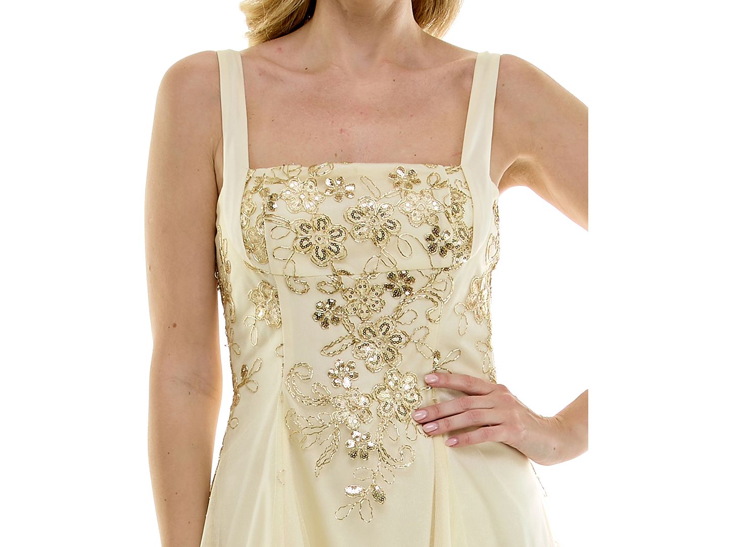 Женское платье RARE Juniors' Embellished Square Neck Tieback Mini, цвет: Золотой — фото 4
