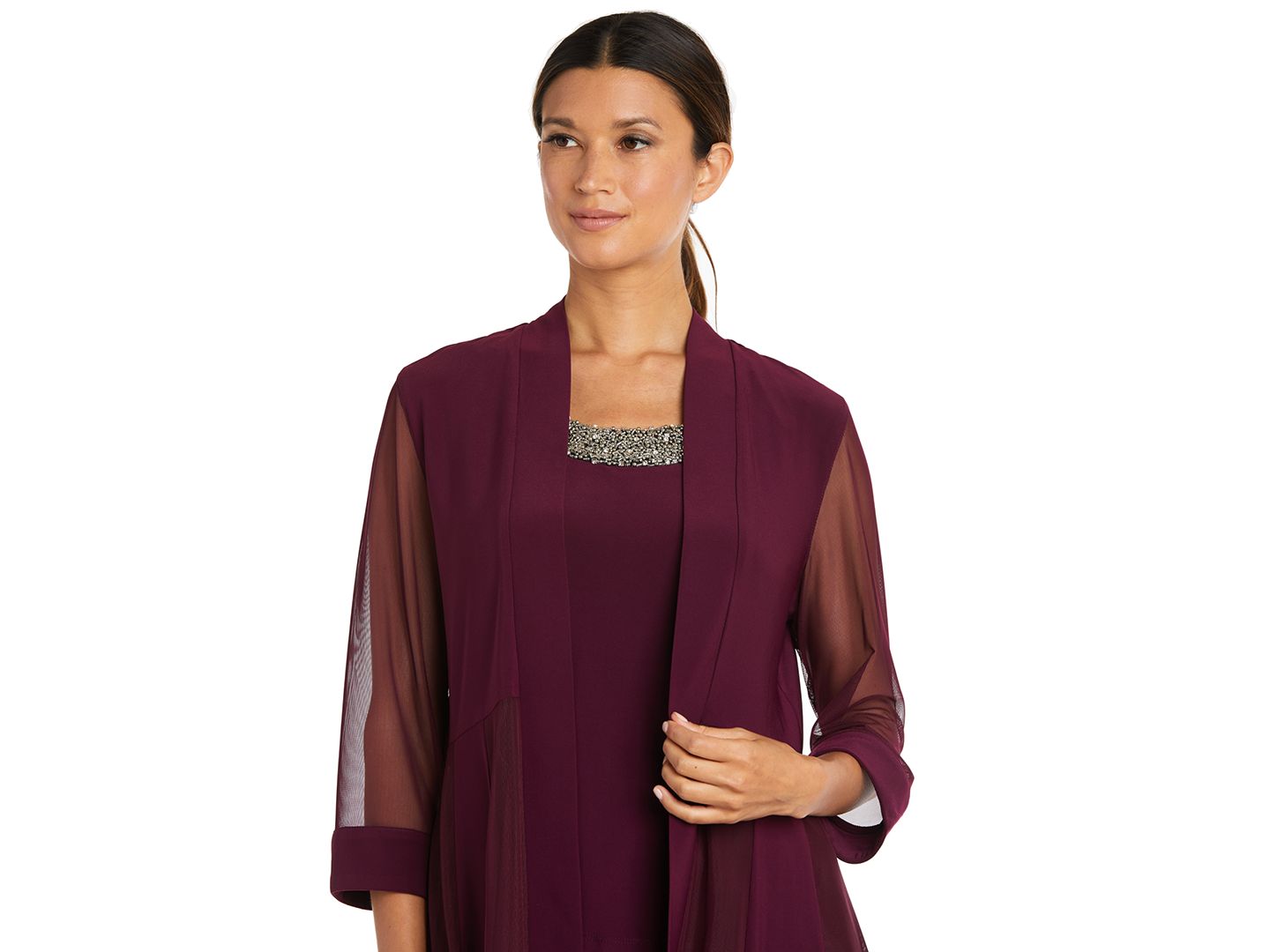 Женский комплект R & M Richards Petite 2-Piece Jacket Top & Pants Set, цвет: Мерло — фото 2