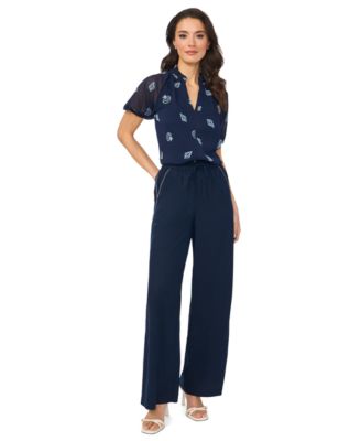 Women's Embroidered Split V-Neck Blouse