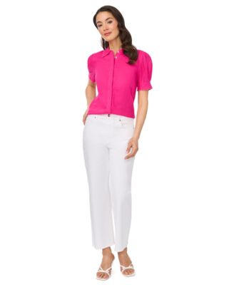 Women's Short-Sleeve Collared Button-Up Shirt