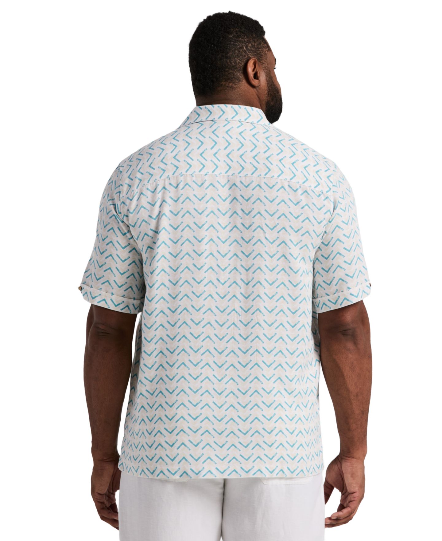 Мужская рубашка Cubavera Big & Tall Geometric Print Camp Collar, цвет: Яркий — фото 5