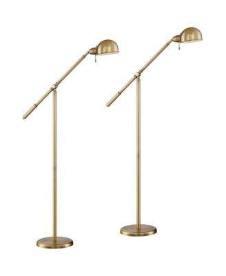 Dawson Traditional 55" Tall Standing Floor Lamps Set of 2 Lights Boom Arm Pharmacy Adjustable Metal Antique Brass